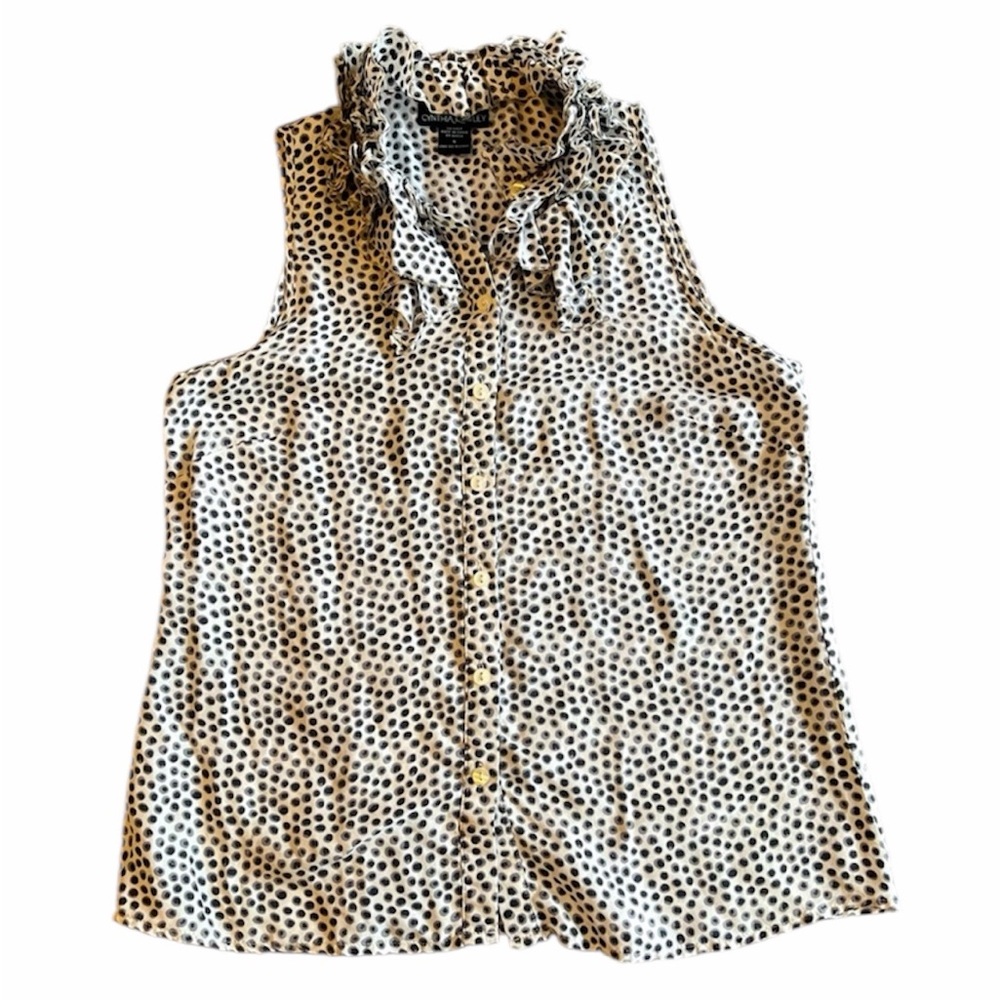 Cynthia Rowley Polka Dot 100% Silk Sleeveless Top Size Small